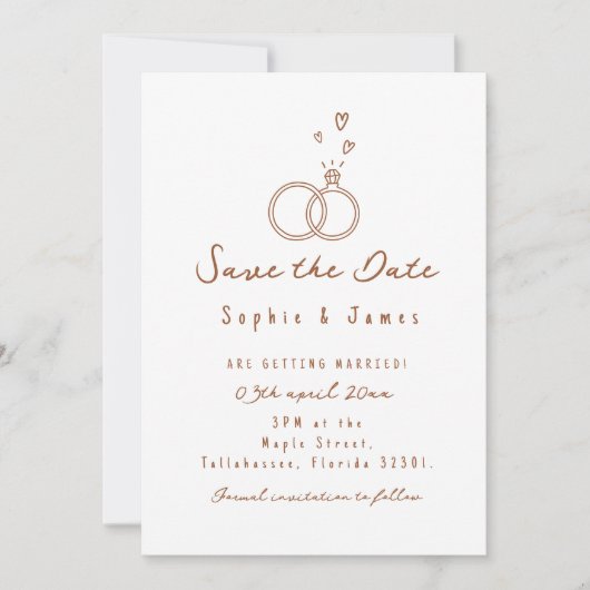 Invitation mariage photo Boho dessiné à la main élégant simpl (Devant)