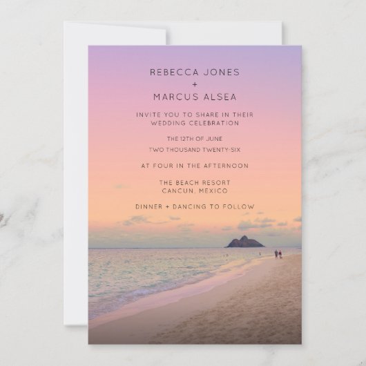 Invitation Mariage photo Boho Destination Beach (Devant)