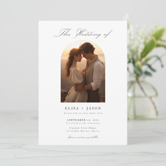 Invitation Mariage photo Boho Elegant (Debout devant)