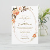 Invitation Mariage photo Boho Fall Floral Burnt Orange (Debout devant)