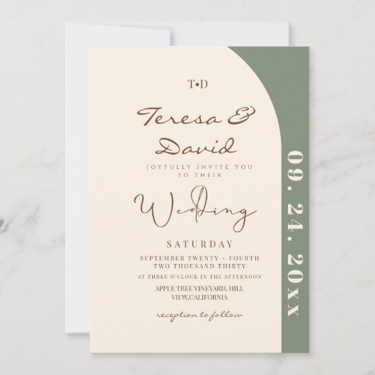 Invitation Mariage photo boho moderne (Devant)