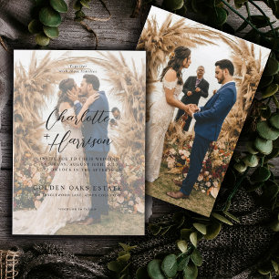 Invitation Mariage photo Boho moderne noir & blanc