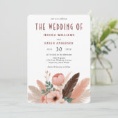 Invitation Mariage photo Boho Pampas Grass (Debout devant)