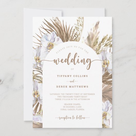 Invitation Mariage photo Boho Pampas Grass Arch (Devant)