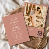Invitation Mariage photo Boho Terracotta QR Code moderne