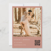 Invitation Mariage photo Boho Terracotta QR Code moderne (Dos)