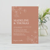 Invitation Mariage photo Boho Terracotta simple (Debout devant)