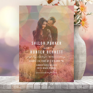 Invitation Mariage photo Bokeh de couleur moderne