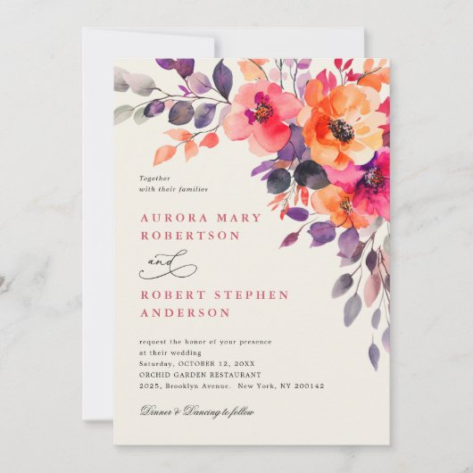 Invitation Mariage photo Bold Pright Rose Orange (Devant)