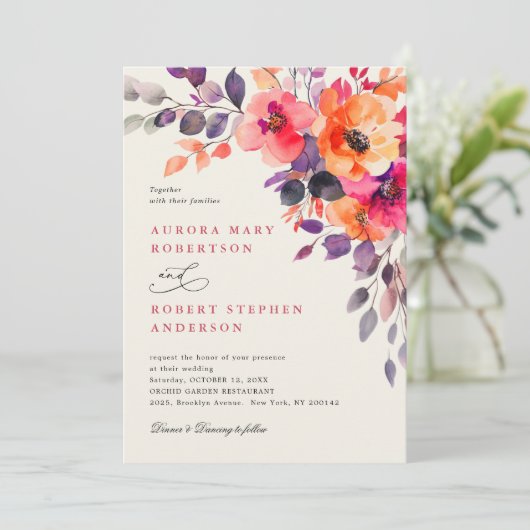 Invitation Mariage photo Bold Pright Rose Orange (Debout devant)