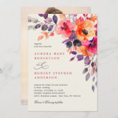 Invitation Mariage photo Bold Pright Rose Orange (Devant / Derrière)