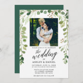 Invitation Mariage photo Botanique Green Calligraphy (Devant / Derrière)
