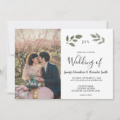 Invitation Mariage photo botanique rustique avec monogramme (Devant)
