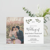 Invitation Mariage photo botanique rustique avec monogramme (Debout devant)