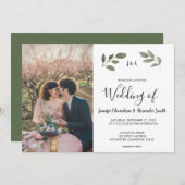 Invitation Mariage photo botanique rustique monogrammed (Devant / Derrière)