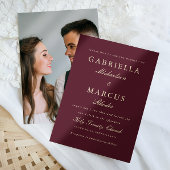 Invitation Mariage photo bourguignon simple et élégant