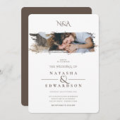 Invitation Mariage photo Brown et blanc moderne (Devant / Derrière)