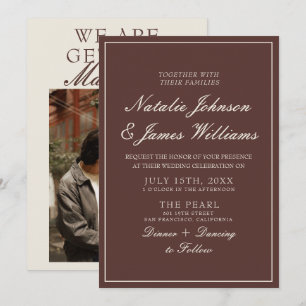 Invitation Mariage Photo Brun au Chocolat Classe et Élégant