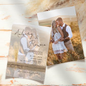 Invitation Mariage photo Burlap Pampass Grass Eco Boho