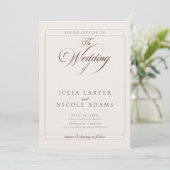 Invitation Mariage photo calligraphié Choco Brown Ivory Class (Debout devant)