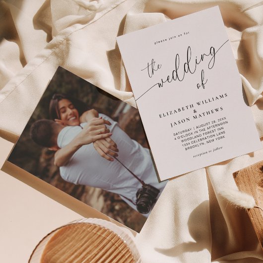 Invitation Mariage photo Calligraphie de script simple