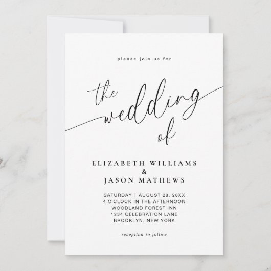 Invitation Mariage photo Calligraphie de script simple (Devant)