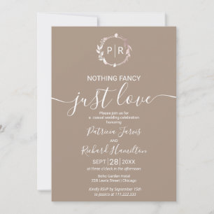 Invitation Mariage Photo Calligraphie Monogramme Grullo