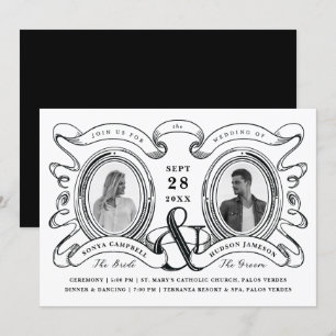 Invitation Mariage photo cameo antique noir et blanc