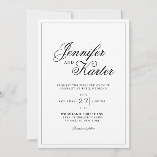 Invitation Mariage photo Carré classique élégant (Dos)