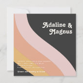 Invitation Mariage photo carré sombre arc-en-ciel rétro moder (Devant)