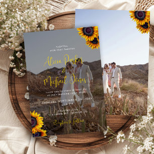 Invitation Mariage photo chic floral moderne rustique