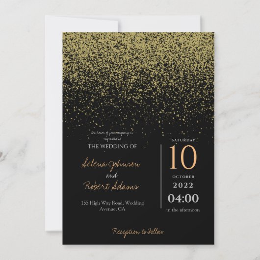 Invitation Mariage photo Chic Gold Parties scintillant superp (Dos)