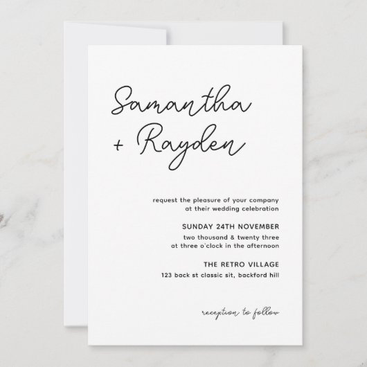 Invitation Mariage photo Chic Modern Calligraphie (Devant)