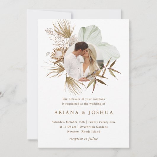 Invitation Mariage photo Chic Neutral Boho (Devant)