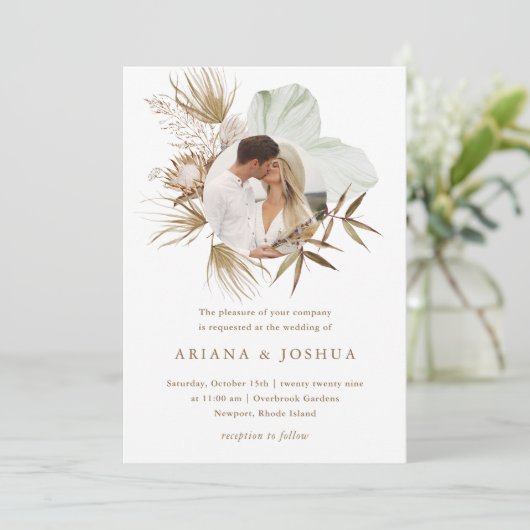 Invitation Mariage photo Chic Neutral Boho (Debout devant)