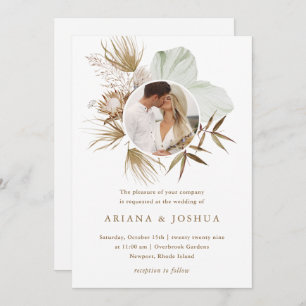 Invitation Mariage photo Chic Neutral Boho