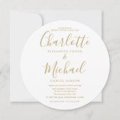 Invitation Mariage photo circulaire de script Gold Signature (Devant)