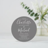 Invitation Mariage photo circulaire en gris signature (Debout devant)