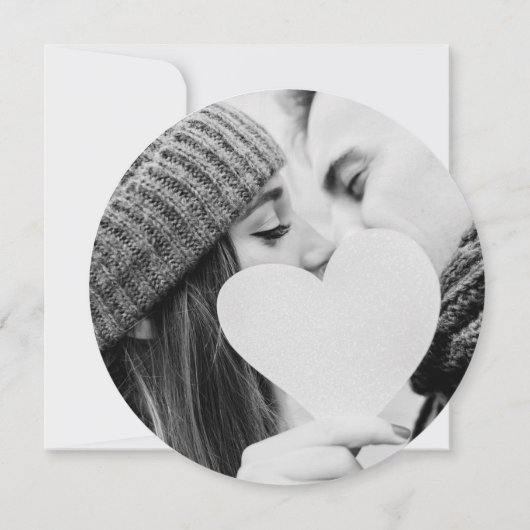 Invitation Mariage photo circulaire en noir et blanc (Dos)