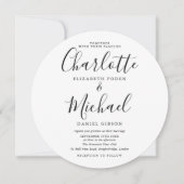 Invitation Mariage photo circulaire en noir et blanc (Devant)