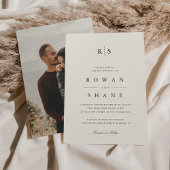 Invitation Mariage photo classique Black & Ecru Monogram