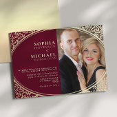 Invitation Mariage photo classique Bourgogne et or