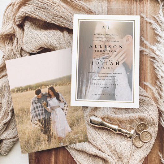 Invitation Mariage photo classique Elegant Gold