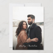 Invitation Mariage photo classique élégant noir gras en-tête (Dos)