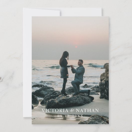 Invitation Mariage photo classique en bleu et blanc (Dos)