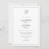 Invitation Mariage photo classique en noir blanc Script Monog (Devant)