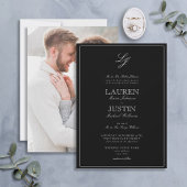 Invitation Mariage photo classique en noir blanc Script Monog