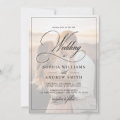 Invitation Mariage photo classique en noir et blanc (Devant)