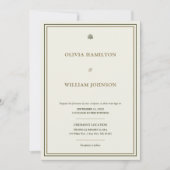 Invitation Mariage photo classique ivoire et or 5x7 typograph (Devant)