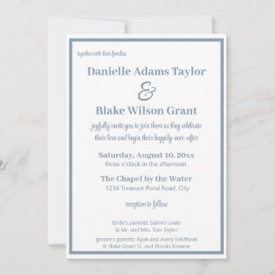 Invitation Mariage photo classique moderne Dusty Blue